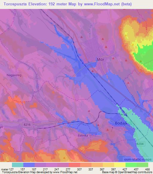 Torospuszta,Hungary Elevation Map