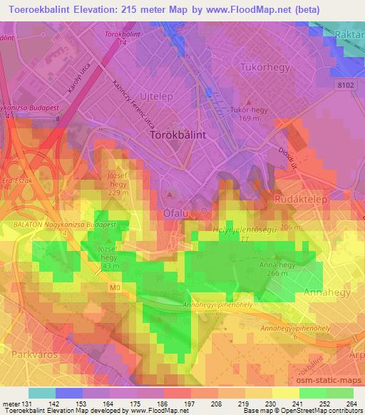Toeroekbalint,Hungary Elevation Map