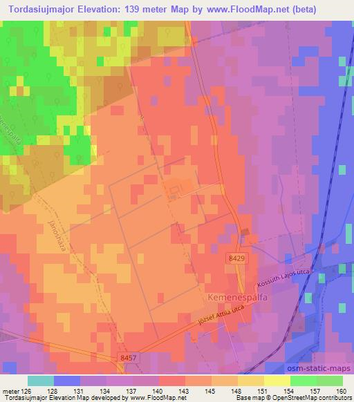 Tordasiujmajor,Hungary Elevation Map