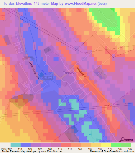 Tordas,Hungary Elevation Map