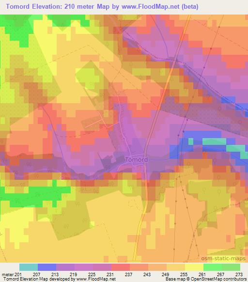 Tomord,Hungary Elevation Map