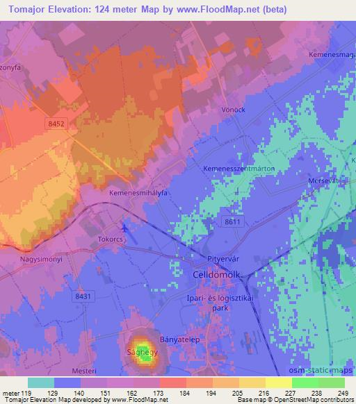 Tomajor,Hungary Elevation Map