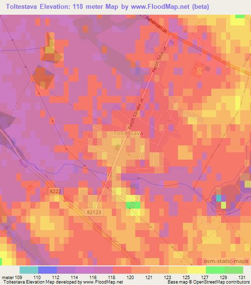Toltestava,Hungary Elevation Map