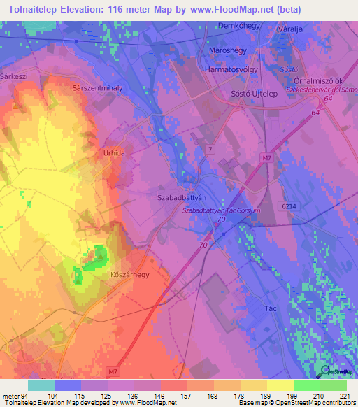 Tolnaitelep,Hungary Elevation Map