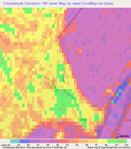 Tolnaitanyak,Hungary Elevation Map
