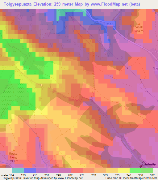Tolgyespuszta,Hungary Elevation Map