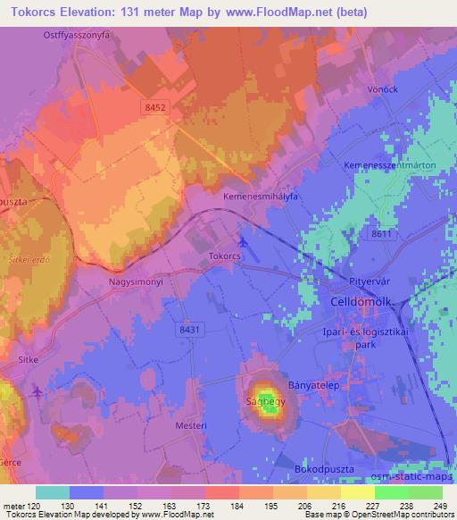 Tokorcs,Hungary Elevation Map