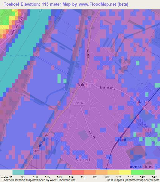Toekoel,Hungary Elevation Map