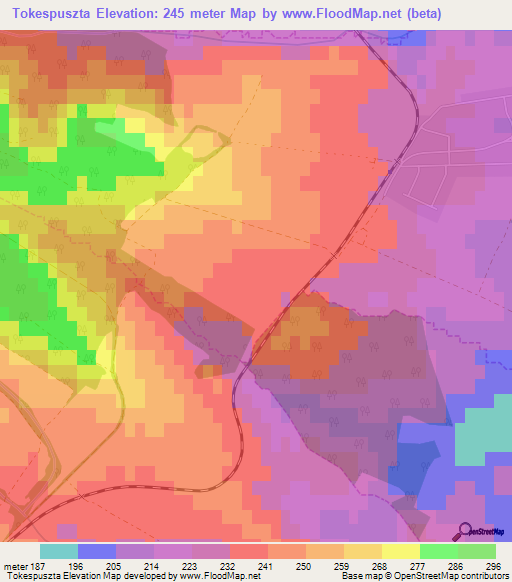 Tokespuszta,Hungary Elevation Map
