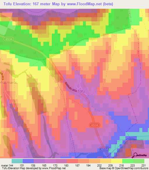 Tofu,Hungary Elevation Map