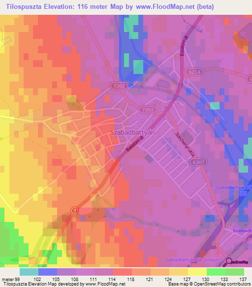 Tilospuszta,Hungary Elevation Map