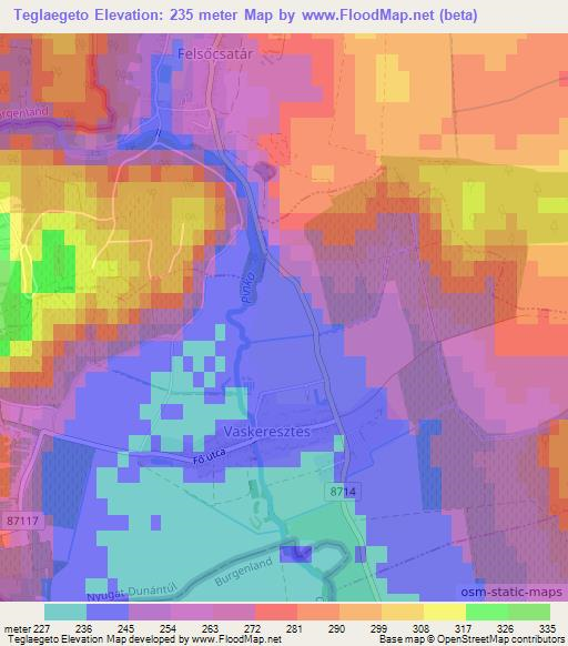 Teglaegeto,Hungary Elevation Map