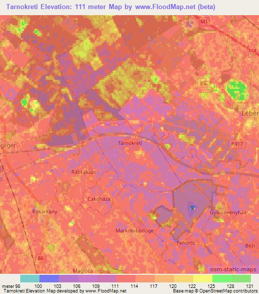 Tarnokreti,Hungary Elevation Map