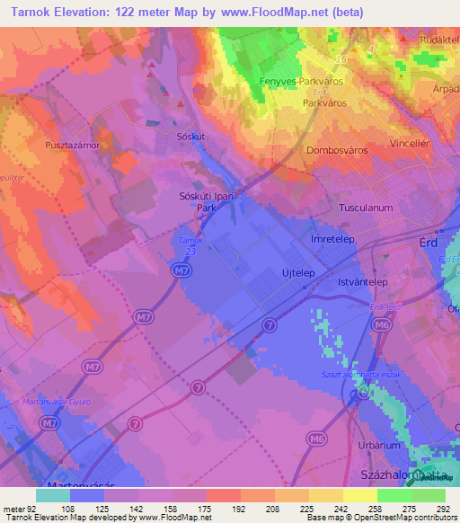 Tarnok,Hungary Elevation Map