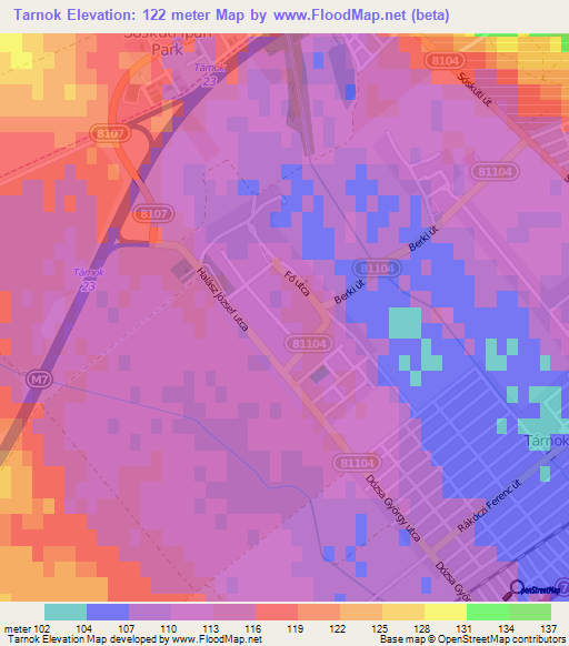 Tarnok,Hungary Elevation Map