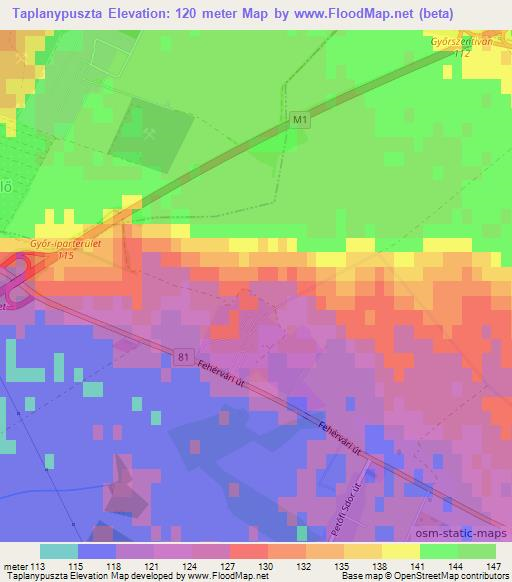 Taplanypuszta,Hungary Elevation Map