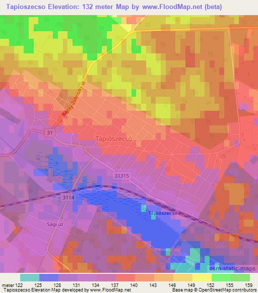 Tapioszecso,Hungary Elevation Map