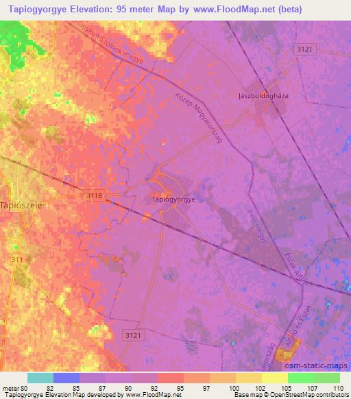 Tapiogyorgye,Hungary Elevation Map