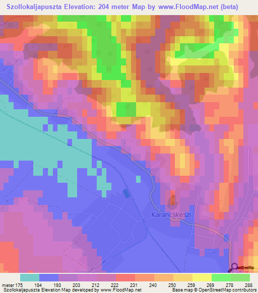 Szollokaljapuszta,Hungary Elevation Map