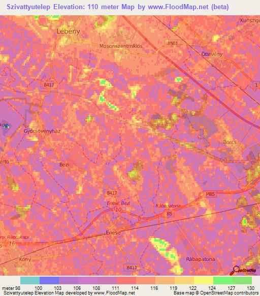 Szivattyutelep,Hungary Elevation Map