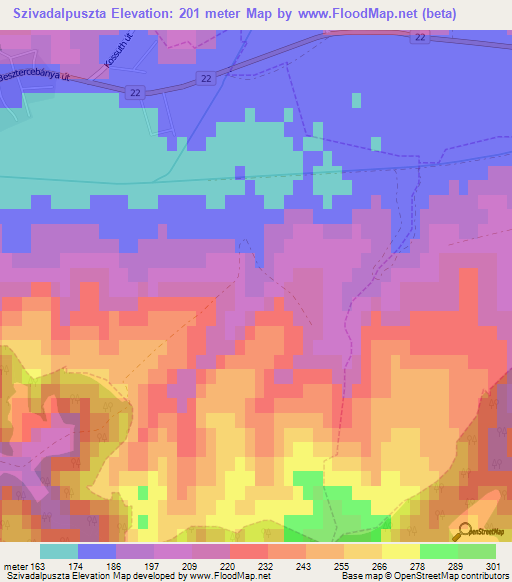 Szivadalpuszta,Hungary Elevation Map