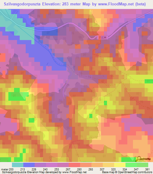 Szilvasgodorpuszta,Hungary Elevation Map