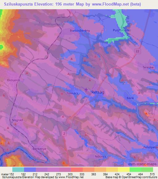 Sziluskapuszta,Hungary Elevation Map
