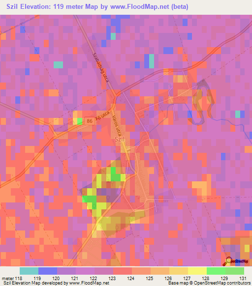 Szil,Hungary Elevation Map