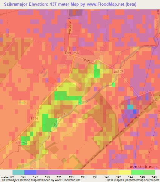 Szikramajor,Hungary Elevation Map