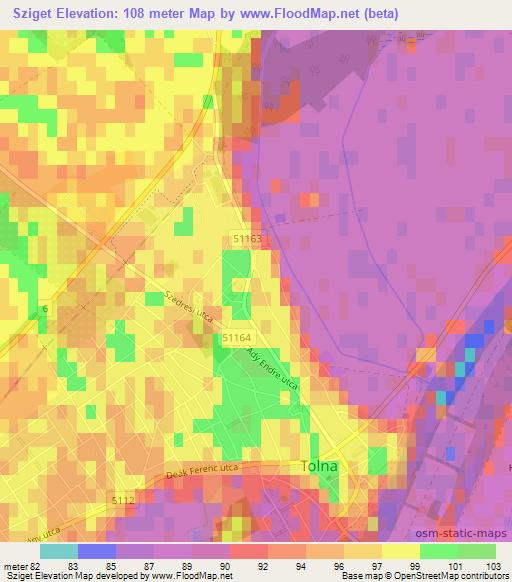 Sziget,Hungary Elevation Map