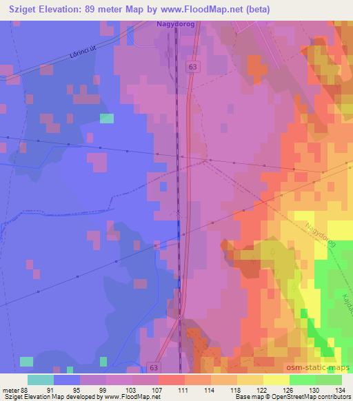 Sziget,Hungary Elevation Map