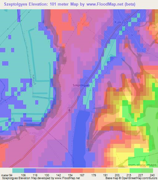 Szeptolgyes,Hungary Elevation Map