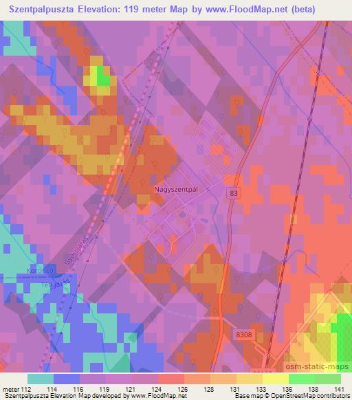 Szentpalpuszta,Hungary Elevation Map