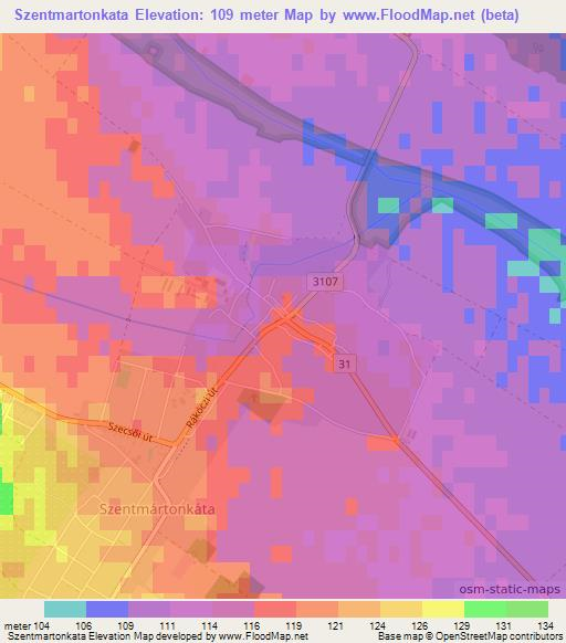 Szentmartonkata,Hungary Elevation Map