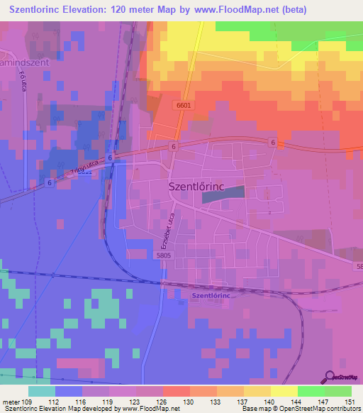 Szentlorinc,Hungary Elevation Map
