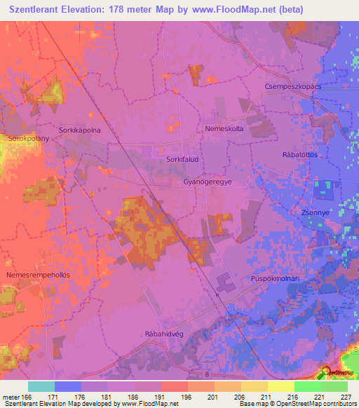 Szentlerant,Hungary Elevation Map