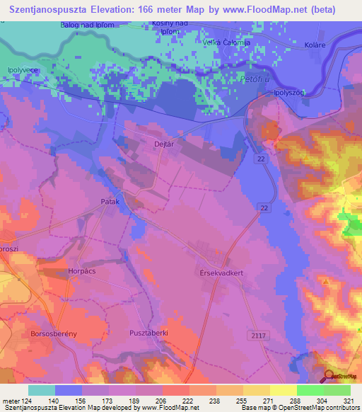 Szentjanospuszta,Hungary Elevation Map