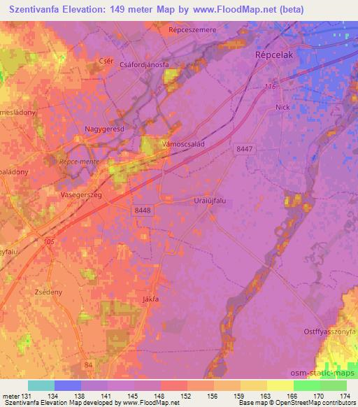 Szentivanfa,Hungary Elevation Map