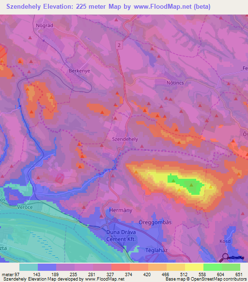 Szendehely,Hungary Elevation Map