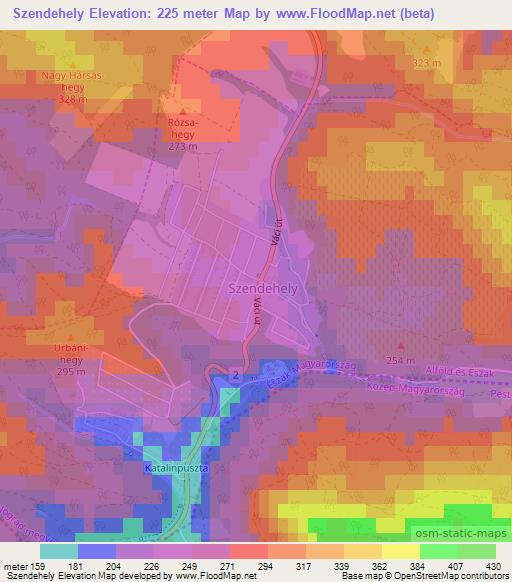 Szendehely,Hungary Elevation Map