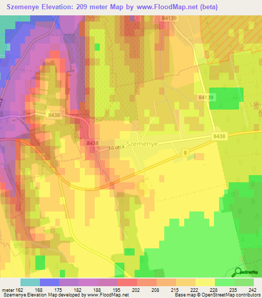 Szemenye,Hungary Elevation Map