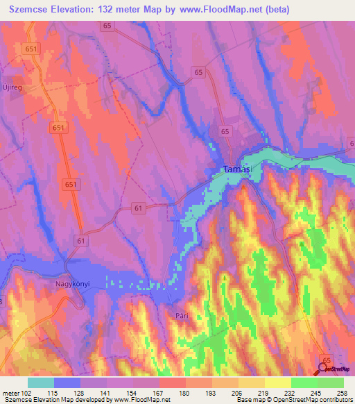 Szemcse,Hungary Elevation Map