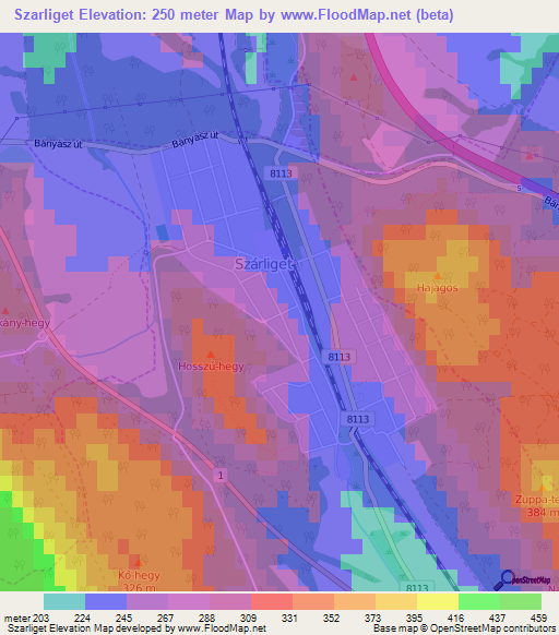 Szarliget,Hungary Elevation Map