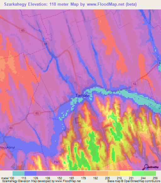 Szarkahegy,Hungary Elevation Map