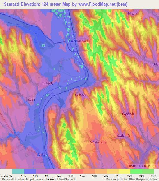 Szarazd,Hungary Elevation Map