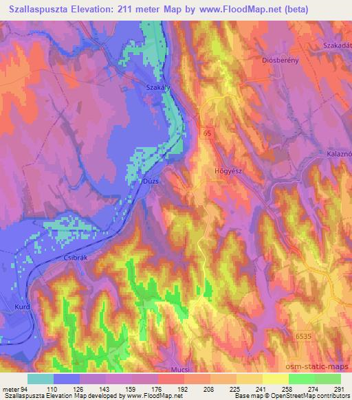 Szallaspuszta,Hungary Elevation Map