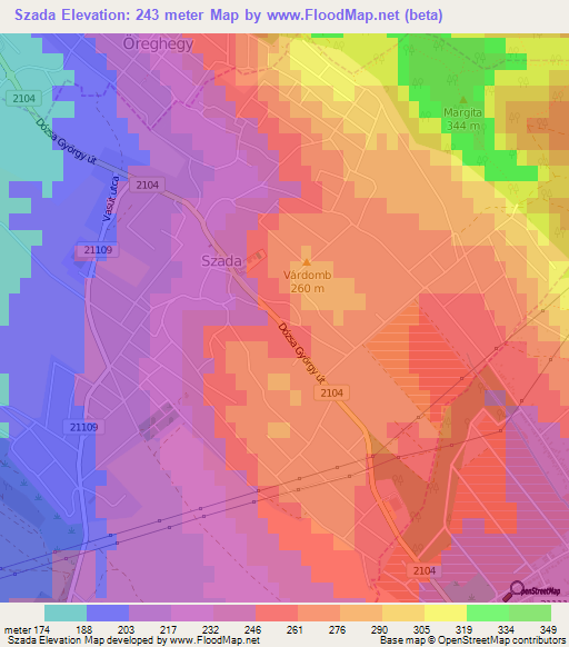Szada,Hungary Elevation Map