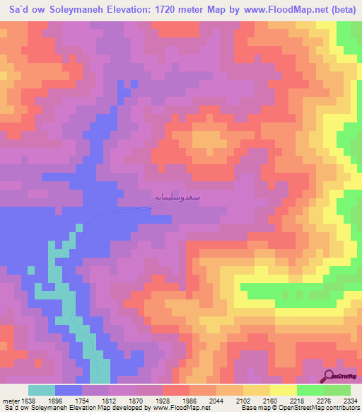 Sa`d ow Soleymaneh,Iran Elevation Map
