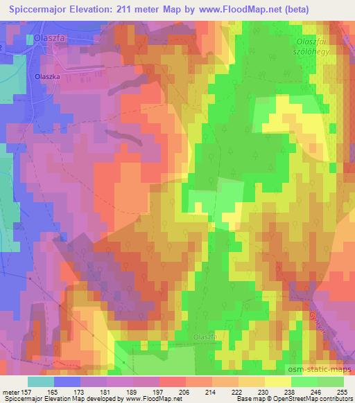 Spiccermajor,Hungary Elevation Map