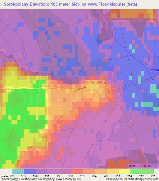 Sorokpolany,Hungary Elevation Map